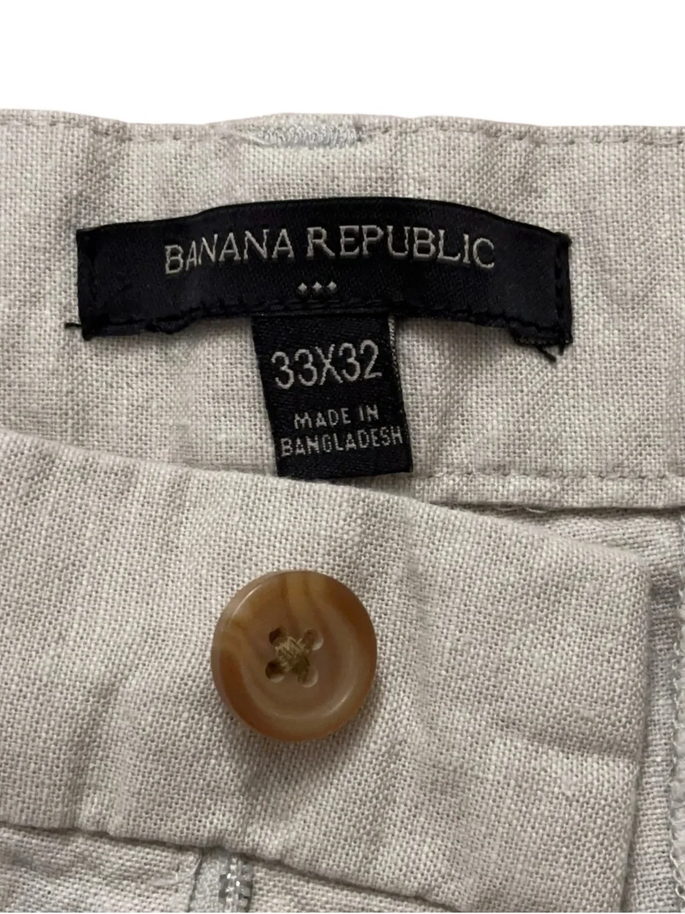 Banana Republic Pants Mens Size 33x32 Flat Front Linen Cotton Straight Leg Beige